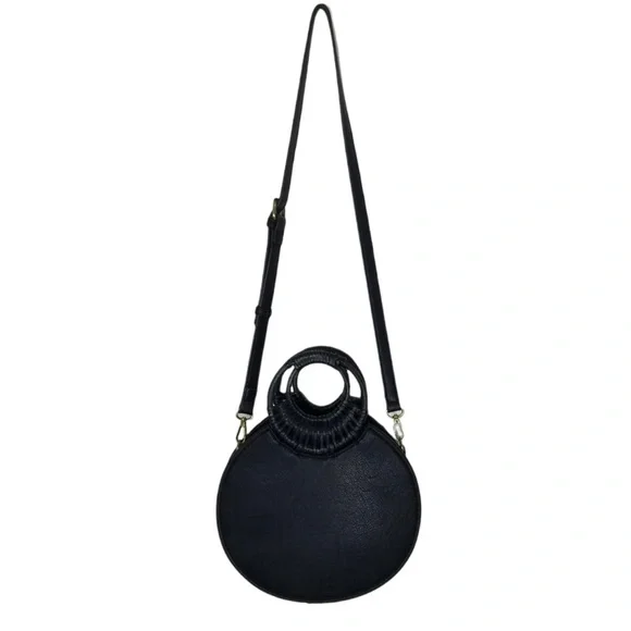 ANTHROPOLOGIE Womens Marianne Black Woven Crossbody Circle Bag - Picture 8 of 12